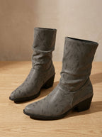 Iris - Women's Slouch Ankle Boots with Block Heel