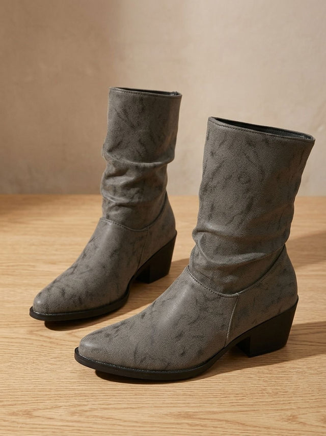 Iris - Women's Slouch Ankle Boots with Block Heel