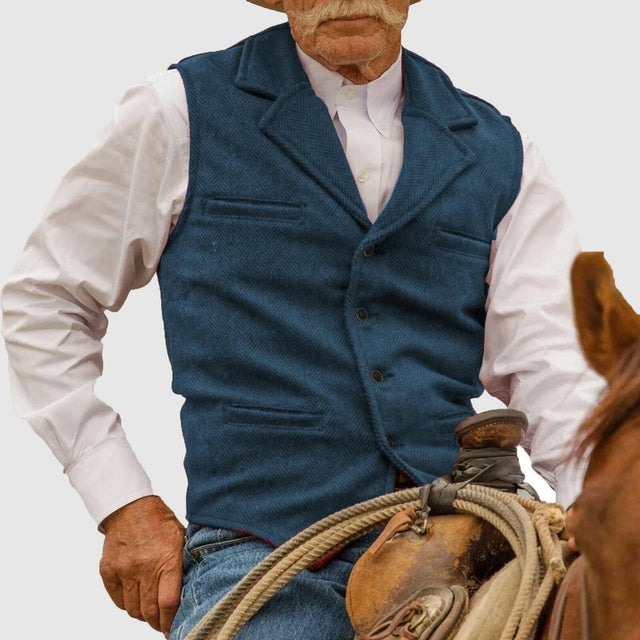 Irving - Men's Herringbone Tweed Notched-Lapel Vest