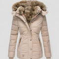 Isabelle - Women's Hooded Puffer Jacket with Faux Fur Trim