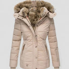 Isabelle - Women's Hooded Puffer Jacket with Faux Fur Trim