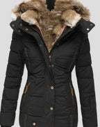 Isabelle - Women's Hooded Puffer Jacket with Faux Fur Trim