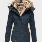 Isabelle - Women's Hooded Puffer Jacket with Faux Fur Trim