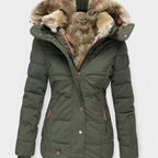 Isabelle - Women's Hooded Puffer Jacket with Faux Fur Trim