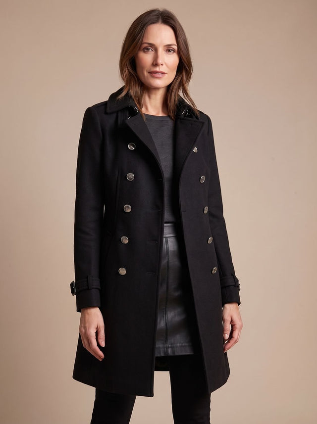 Isolde - Women's Double-Breasted Wool Coat with Button Detail
