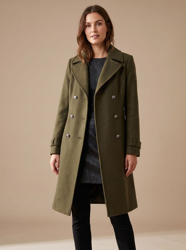 Isolde - Women's Double-Breasted Wool Coat with Button Detail