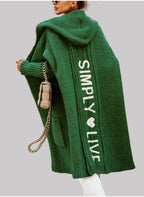 Ivy - Women's Long Hooded Knit Cardigan with Front Pockets