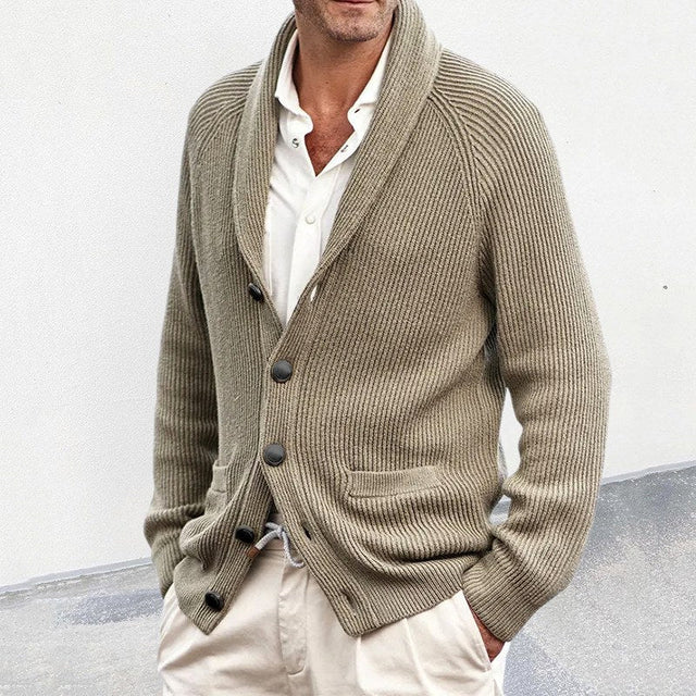 Jensen - Men's Ribbed Shawl Collar Button-Front Cardigan