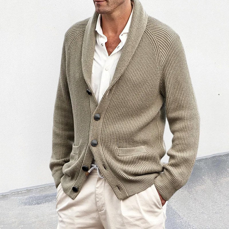 Jensen - Men's Ribbed Shawl Collar Button-Front Cardigan