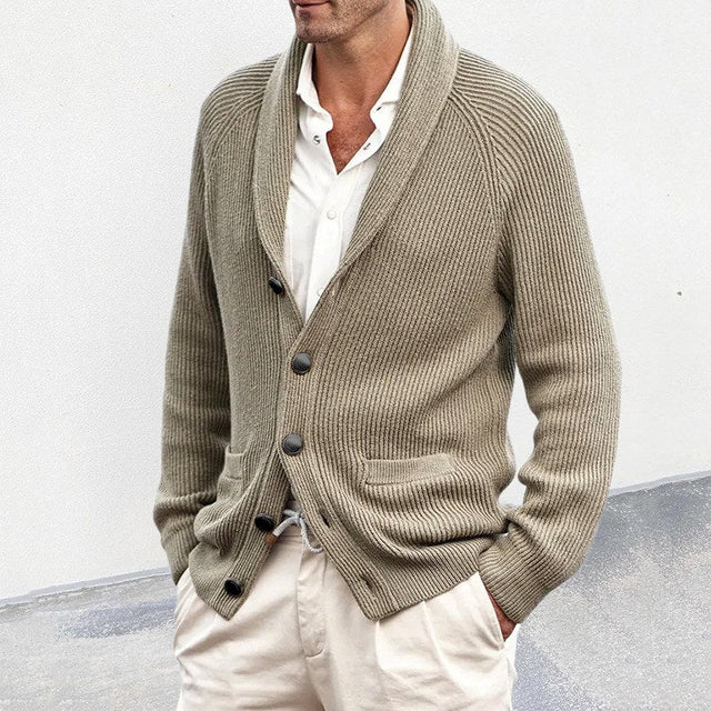 Jensen - Men's Ribbed Shawl Collar Button-Front Cardigan