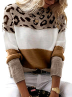 Jessica - Women's Leopard Print Panel Knit Sweater 3