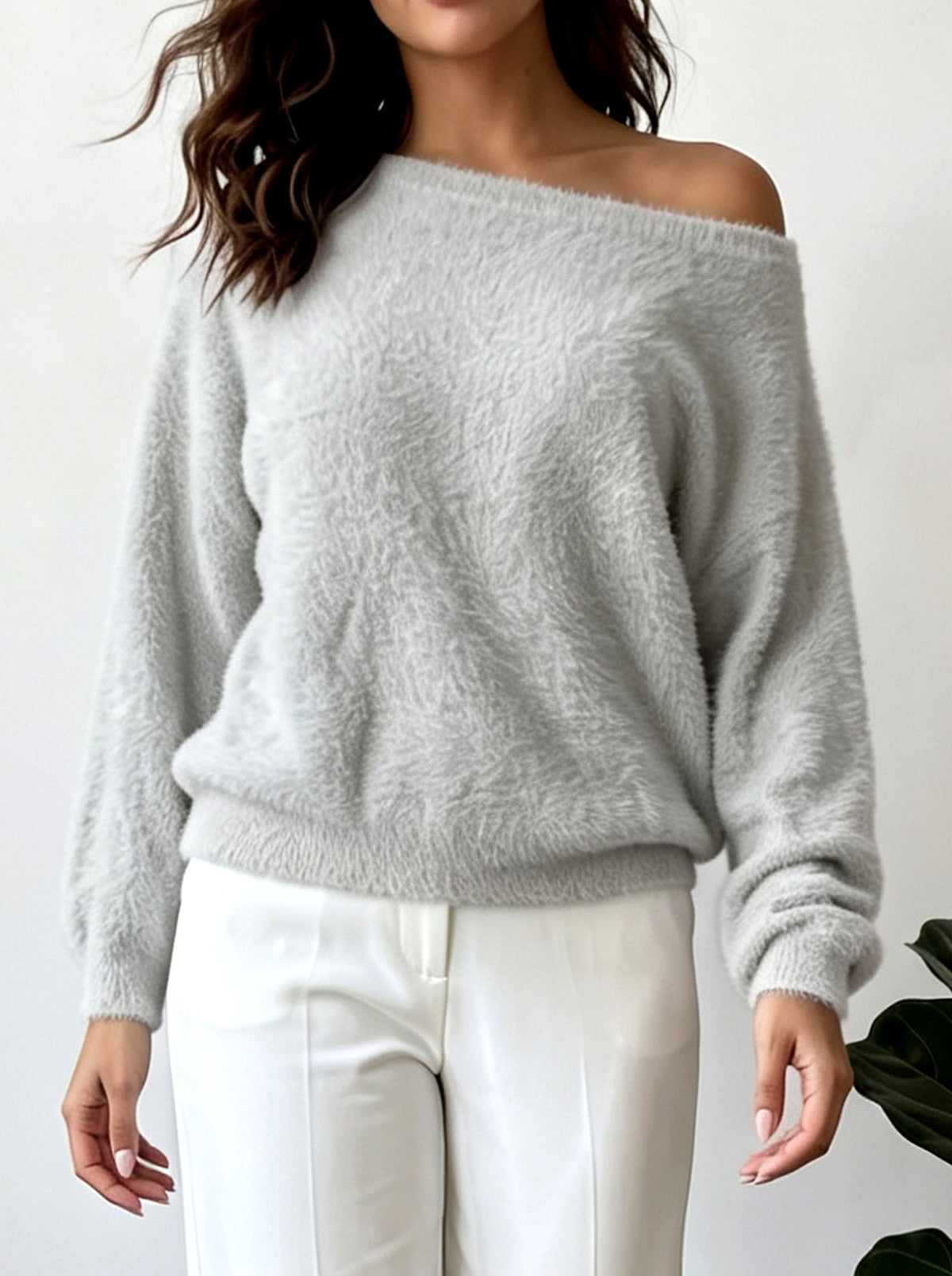 Jessica - Women's Relaxed Off-Shoulder Pullover Sweater 2