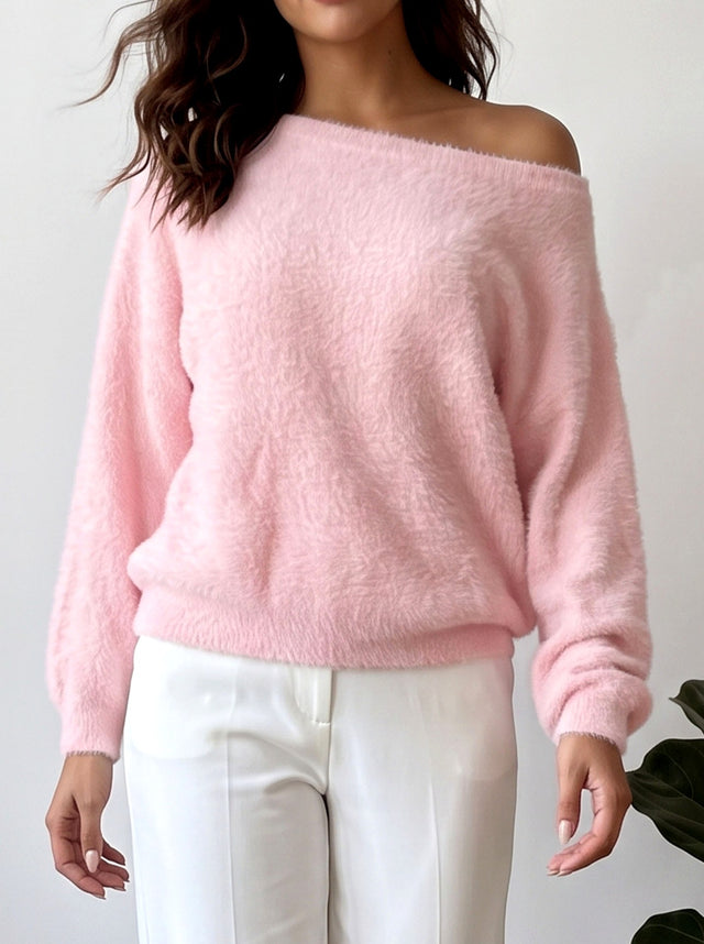 Jessica - Women's Relaxed Off-Shoulder Pullover Sweater 3