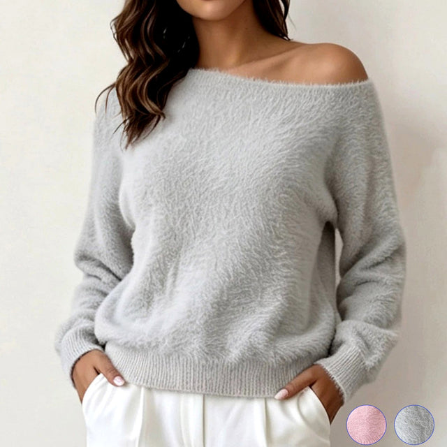 Jessica - Women's Relaxed Off-Shoulder Pullover Sweater 4