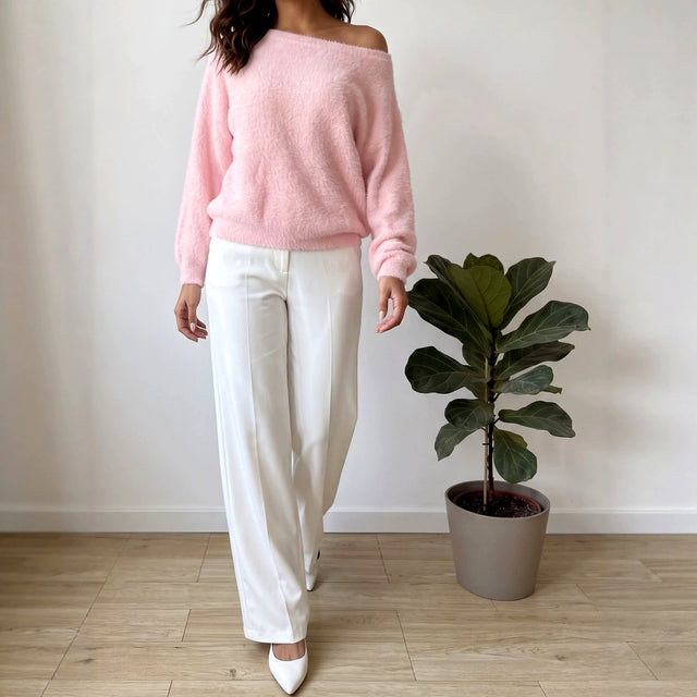 Jessica - Women's Relaxed Off-Shoulder Pullover Sweater 6