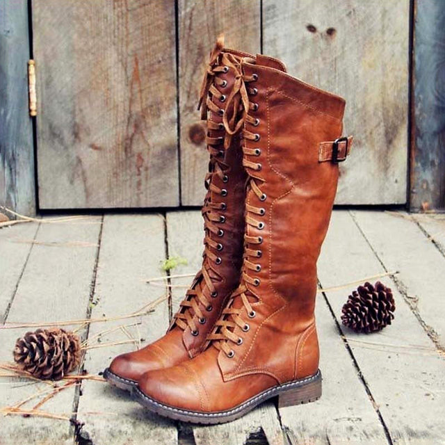 Jocelyn - Women's Lace-Up Knee-High Boots