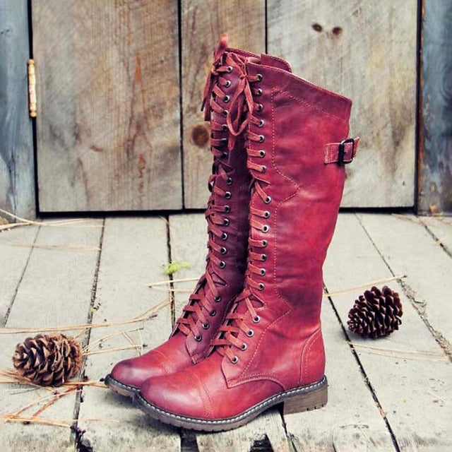 Jocelyn - Women's Lace-Up Knee-High Boots