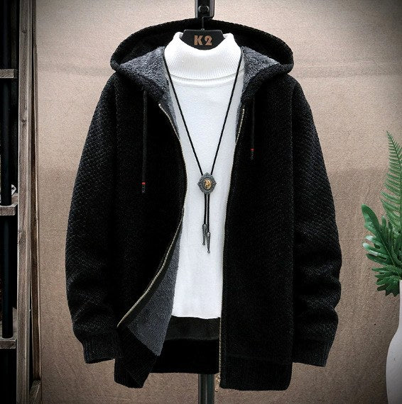 Joshua - Men's Chunky Knit Hooded Zip Jacket 2
