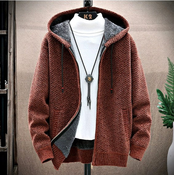 Joshua - Men's Chunky Knit Hooded Zip Jacket 5