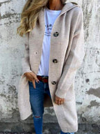 Julia - Women's Ribbed Hooded Button-Front Knit Sweater 2