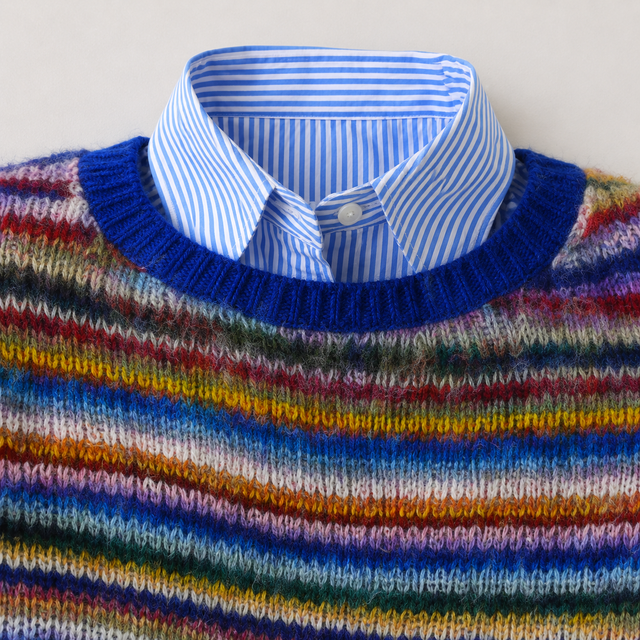 Kallista - Women's Multi-Stripe Crewneck Sweater with Ribbed Cuffs