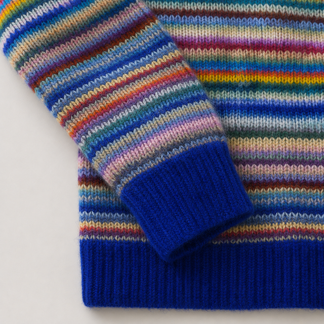 Kallista - Women's Multi-Stripe Crewneck Sweater with Ribbed Cuffs
