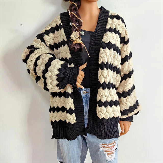 Kayla - Women's Patterned Chunky Knit Cardigan 2
