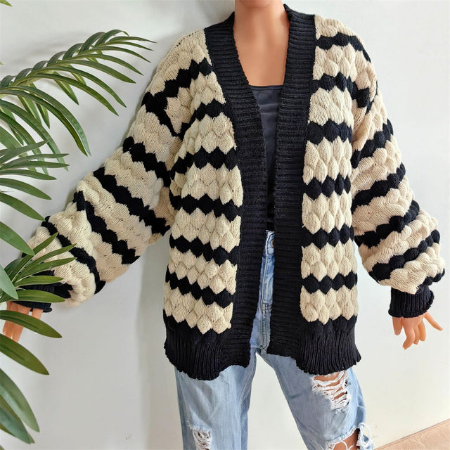 Kayla - Women's Patterned Chunky Knit Cardigan 3