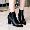 Kristin - Women’s Pointed Toe Zip Block Heel Boots 1