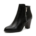 Kristin - Women’s Pointed Toe Zip Block Heel Boots 3