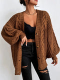 Lauren - Women's Textured Cable Knit Open-Front Cardigan 2