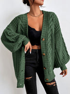 Lauren - Women's Textured Cable Knit Open-Front Cardigan 4