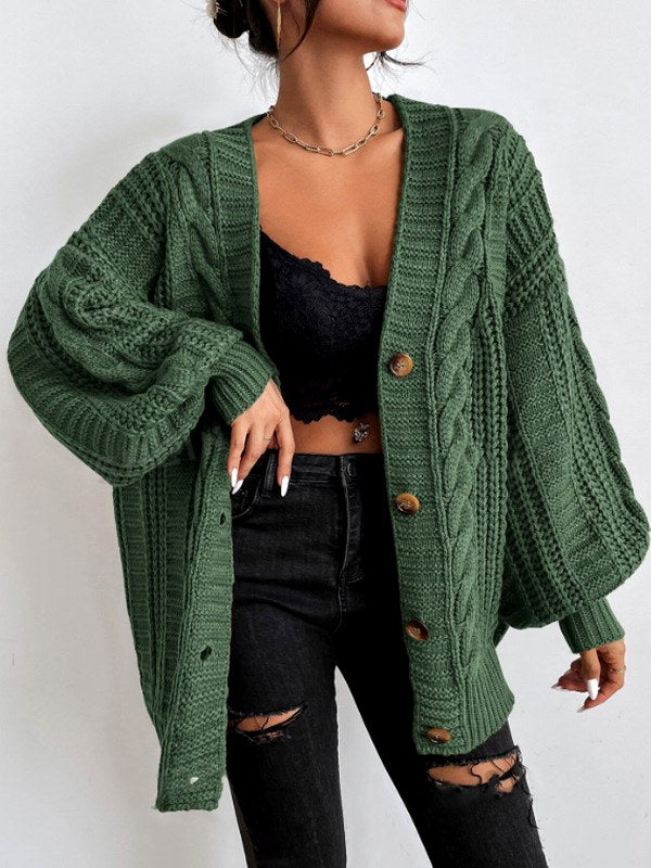 Lauren - Women's Textured Cable Knit Open-Front Cardigan 4