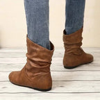 Leonora - Women's Slouched Mid-Calf Leather Boots