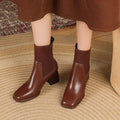 Lorraine - Women's Ribbed Chelsea Ankle Boots with Block Heel