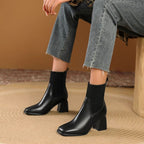 Lorraine - Women's Ribbed Chelsea Ankle Boots with Block Heel