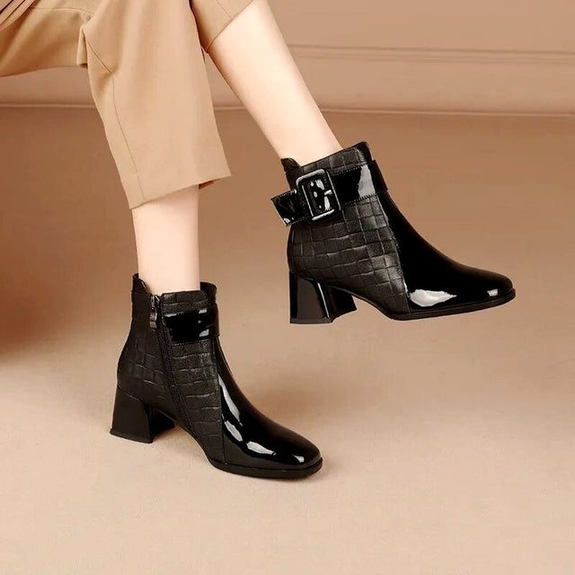 Luana - Women’s Quilted Square Toe Ankle Boots 4