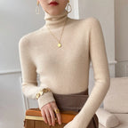 Maggie - Women's Ribbed Cashmere Turtleneck
