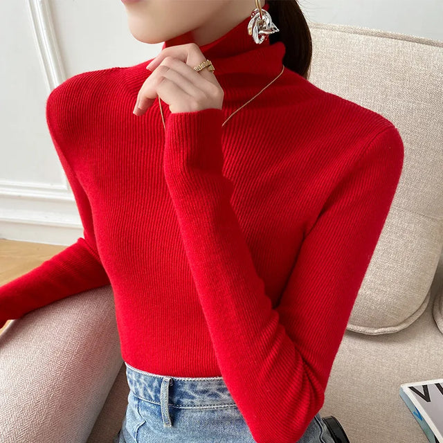 Maggie - Women's Ribbed Cashmere Turtleneck