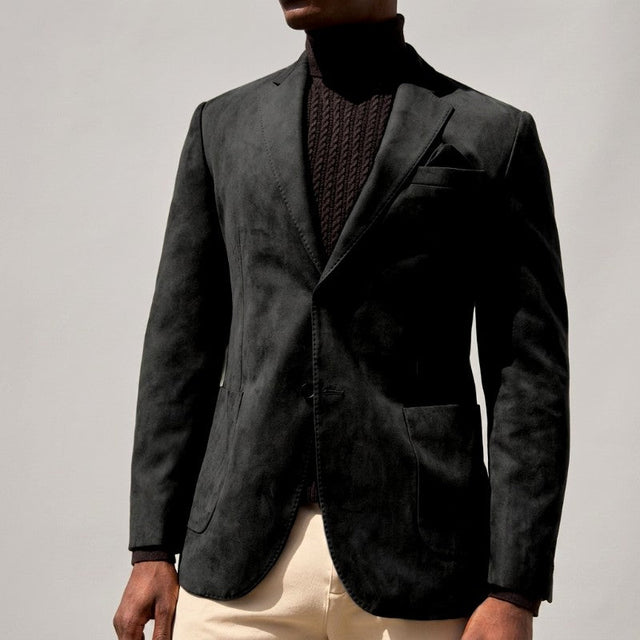 Malcolm - Men's Suede Single-Breasted Blazer with Notch Lapel