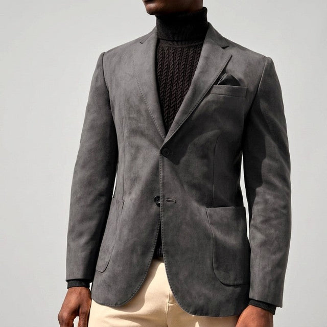 Malcolm - Men's Suede Single-Breasted Blazer with Notch Lapel
