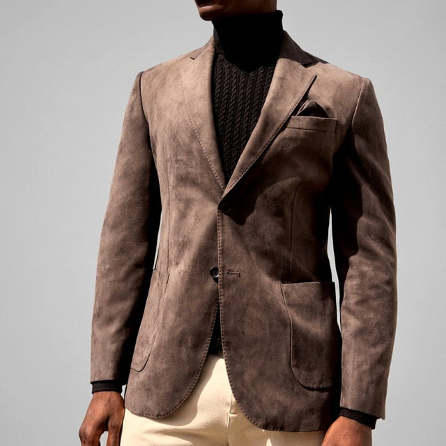 Malcolm - Men's Suede Single-Breasted Blazer with Notch Lapel