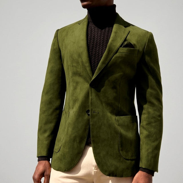 Malcolm - Men's Suede Single-Breasted Blazer with Notch Lapel