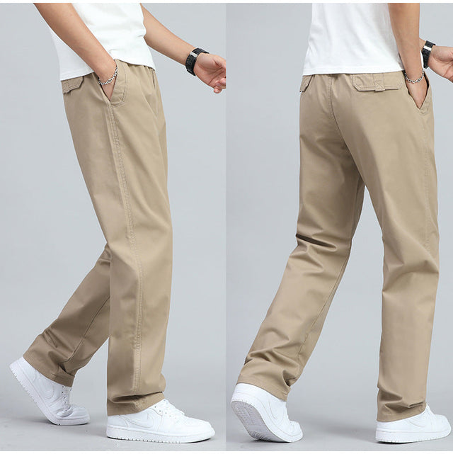 Marco - Men's Wide-Leg Cotton Pants with Elastic Waist