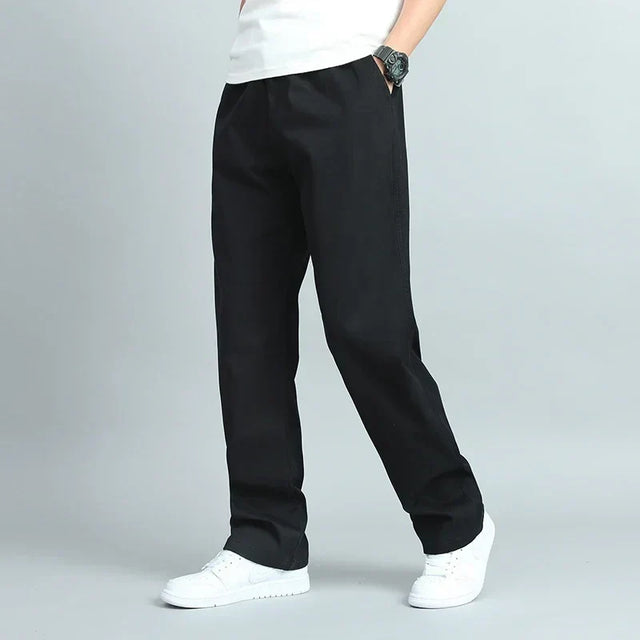 Marco - Men's Wide-Leg Cotton Pants with Elastic Waist