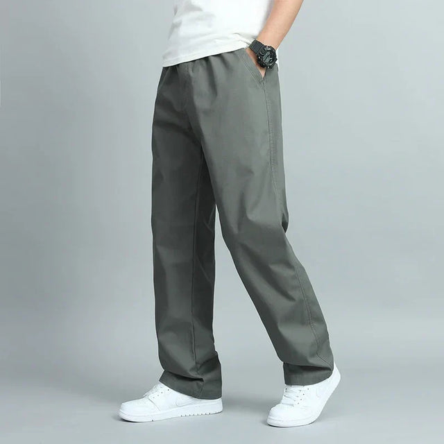 Marco - Men's Wide-Leg Cotton Pants with Elastic Waist