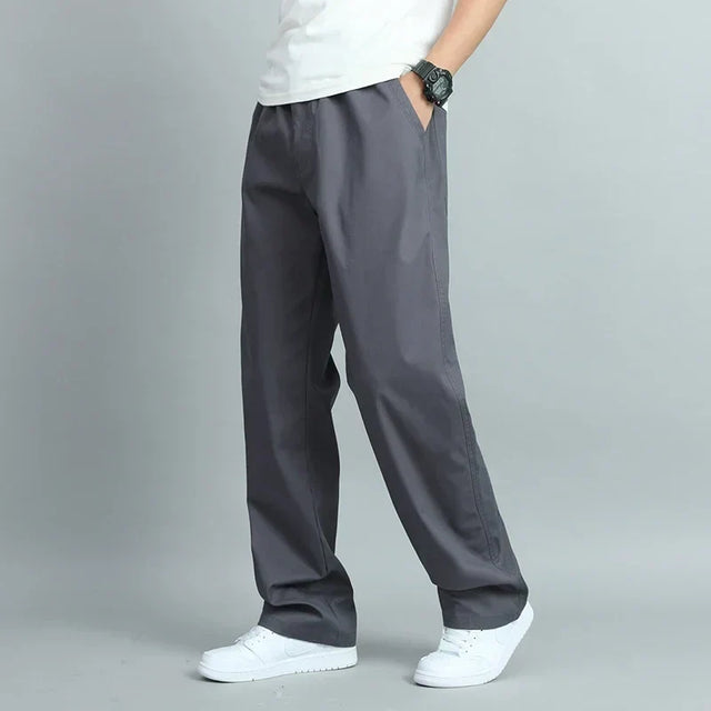 Marco - Men's Wide-Leg Cotton Pants with Elastic Waist