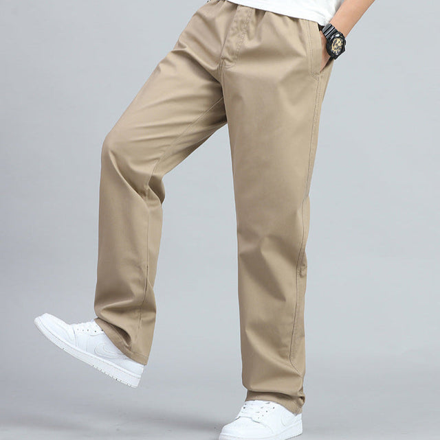 Marco - Men's Wide-Leg Cotton Pants with Elastic Waist