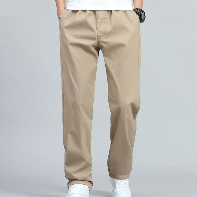 Marco - Men's Wide-Leg Cotton Pants with Elastic Waist