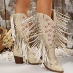 Marlene - Women's Fringe Western Boots with Star Embroidery